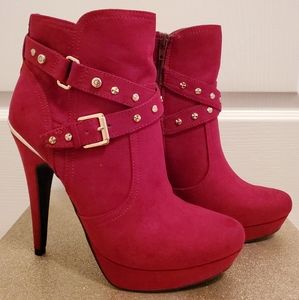 Striking Red Platform Booties